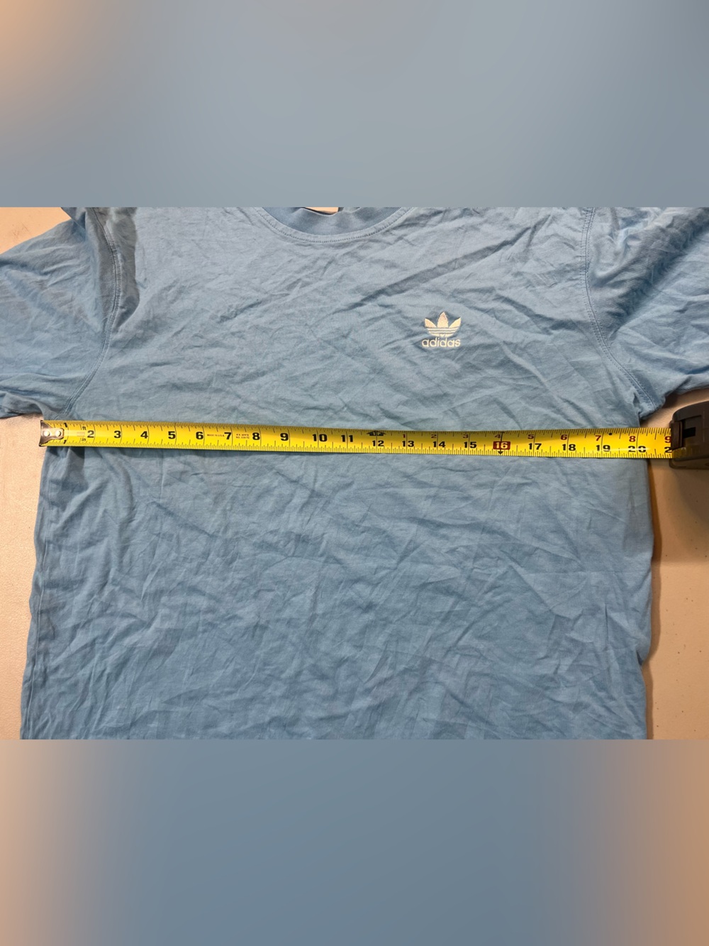 Adidas Originals Trefoil Logo T-Shirt Sky Blue Men’s Medium - Picture 4 of 5